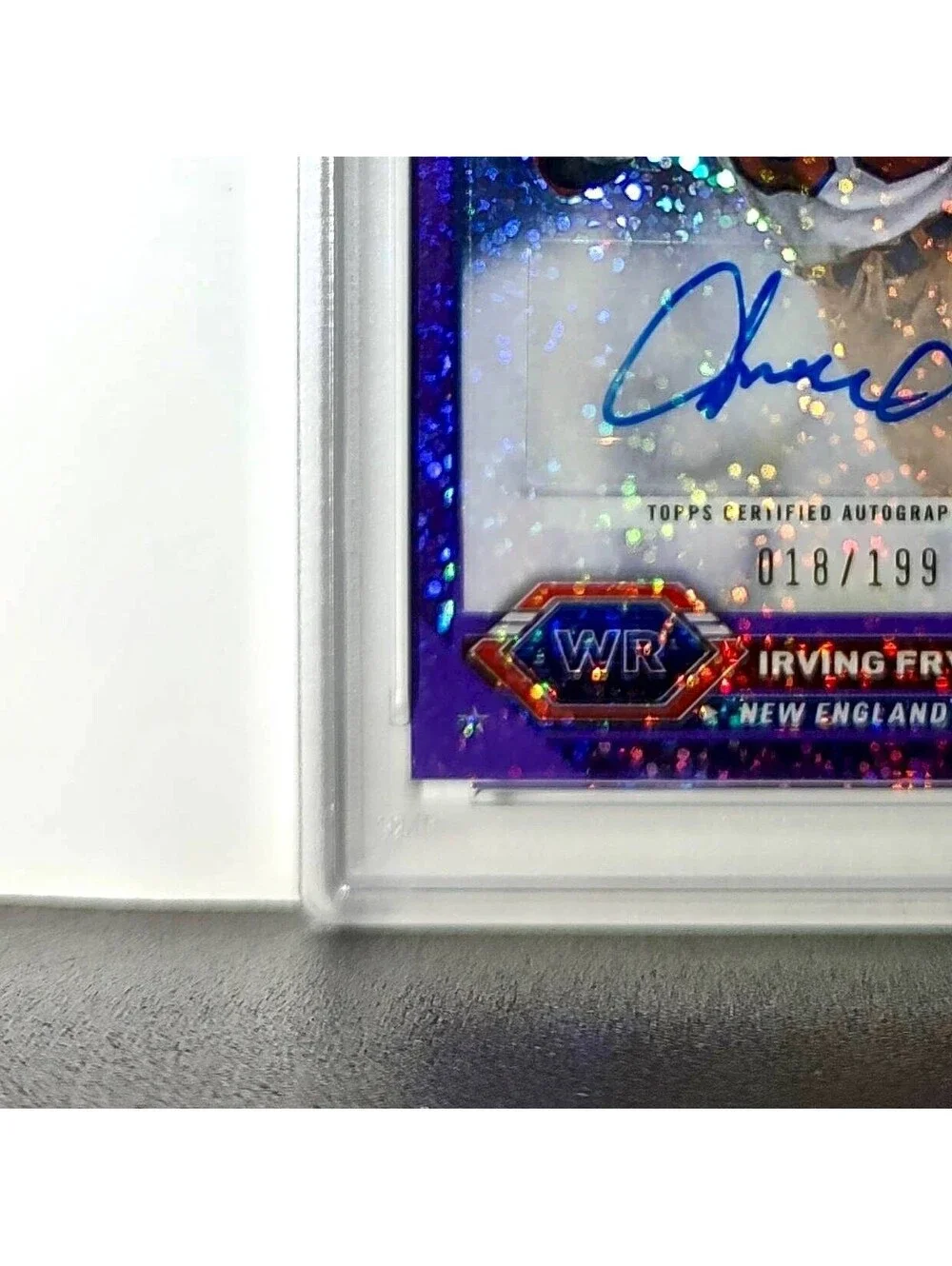 Irving Fryar 2023 Topps Chrome Purple Speckle Refractor 18/199 PSA 10 Auto 9